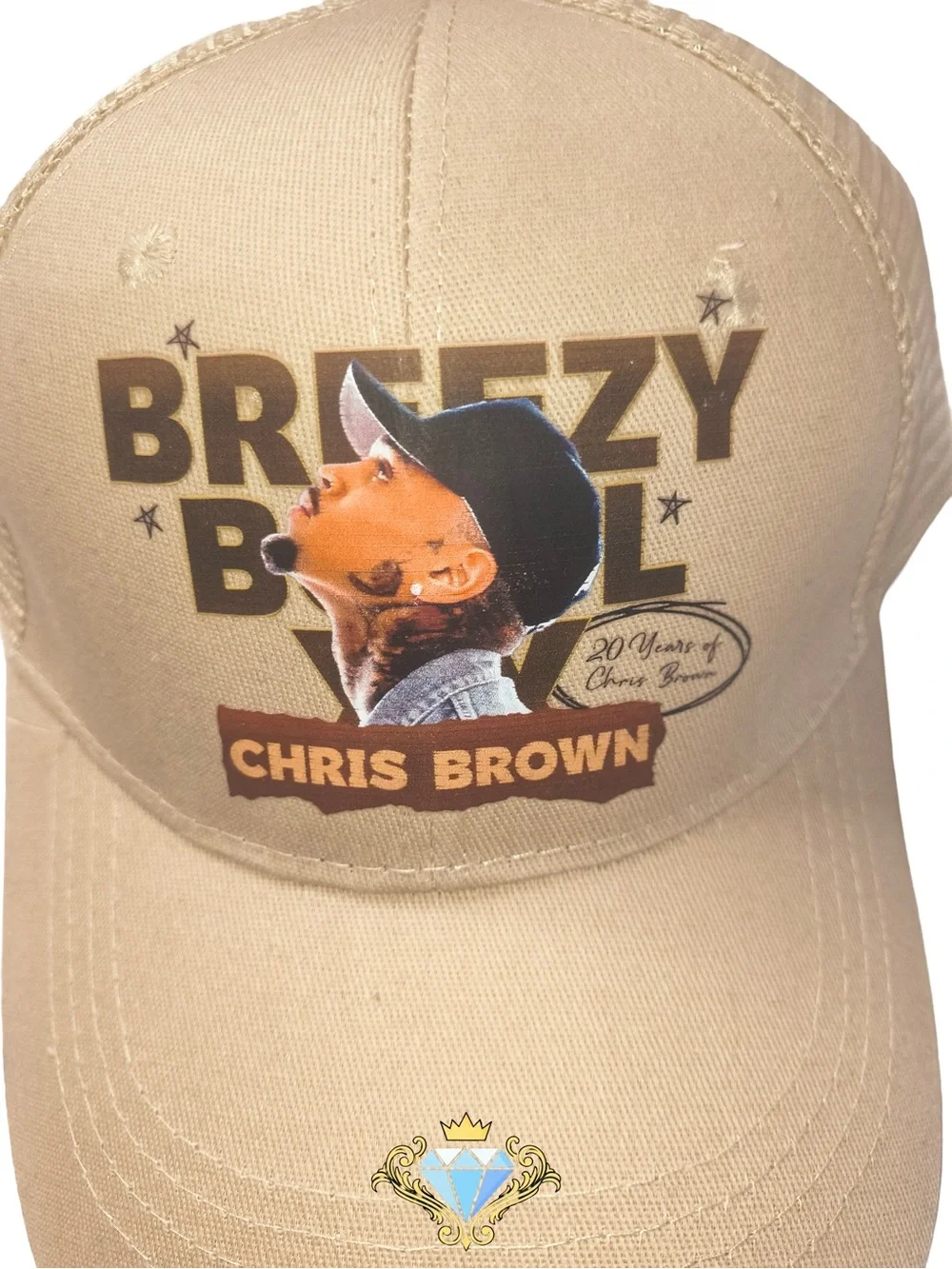 The Craft Baddie Chris Brown Breezy Boy Custom Mesh Trucker Hat Tan OS
